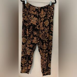 Mason Grey Floral  Boho Tapered Leg Leisure Comfy Pants Baggy Womens Sz XL